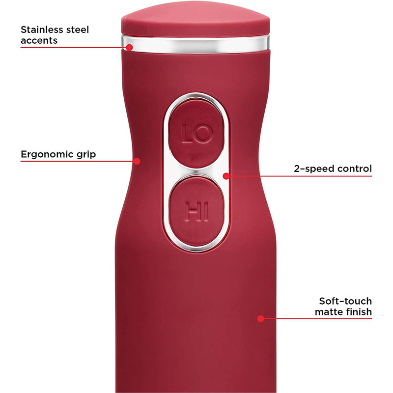 Belfry Kitchen Rockdale 2 Speed Hand Immersion Blender, Red