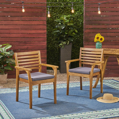 Set Of 2 Acacia Wood Patio Chair