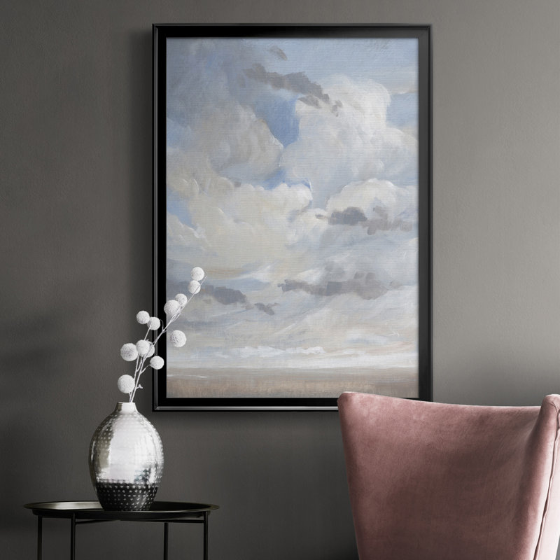 Bleu ciel I, toile encadrée de qualité supérieure - prête à être accrochée, H 30,5 po x l 22,5 po x P 1 po, Cadre noir