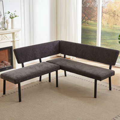 Modern Corner Bench With Upholstery And Metal Legs by Latitude Run