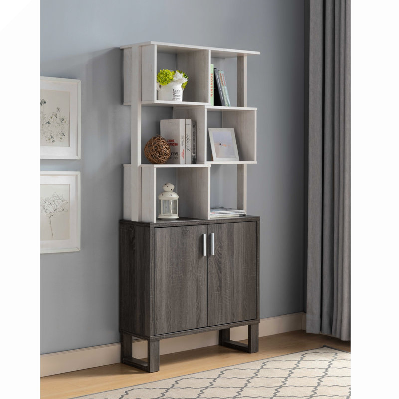 Vitrine multi-niveaux, armoire de rangement à 2 portes avec tablettes