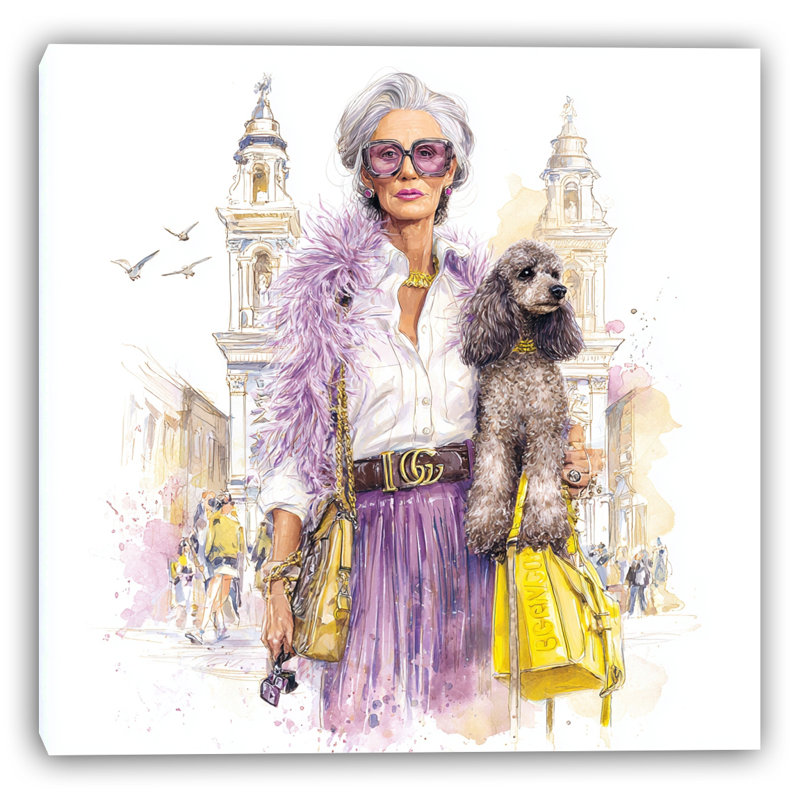 Golden Stroll Wrapped Canvas Wall Art