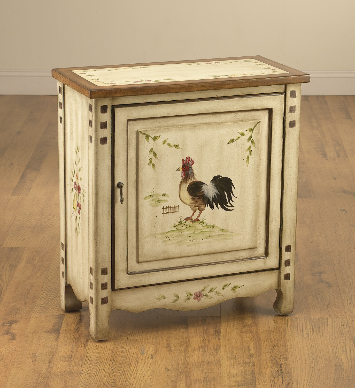 AA Importing One Door Cabinet with Rooster in Antique Ivory | Wayfair, image size:1374x1500