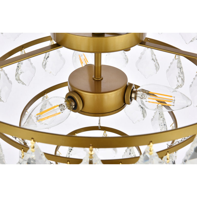 Bryd Flush Mount, Brass, 11" H x 14" W x 14" D