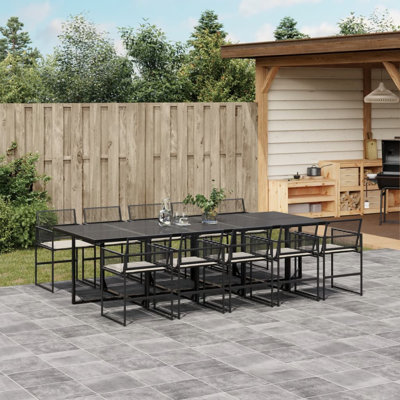  Garden Dining Set Black, Cream White