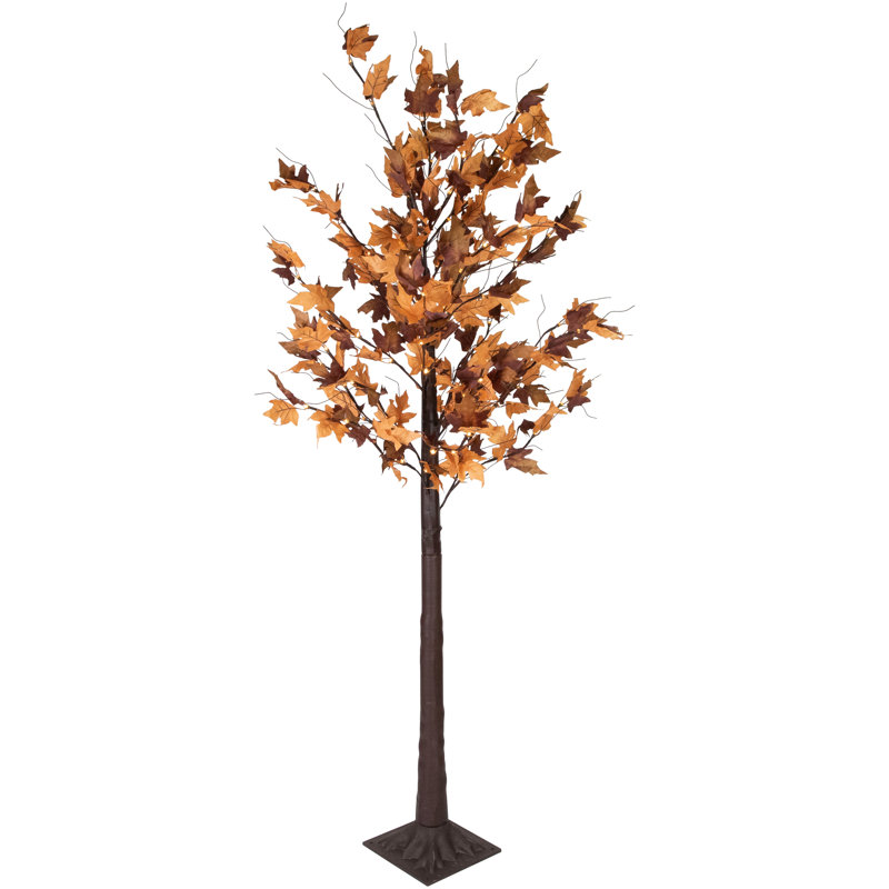 6' Warm White LED Lighted Fall Maple Tree with Bendable Branches