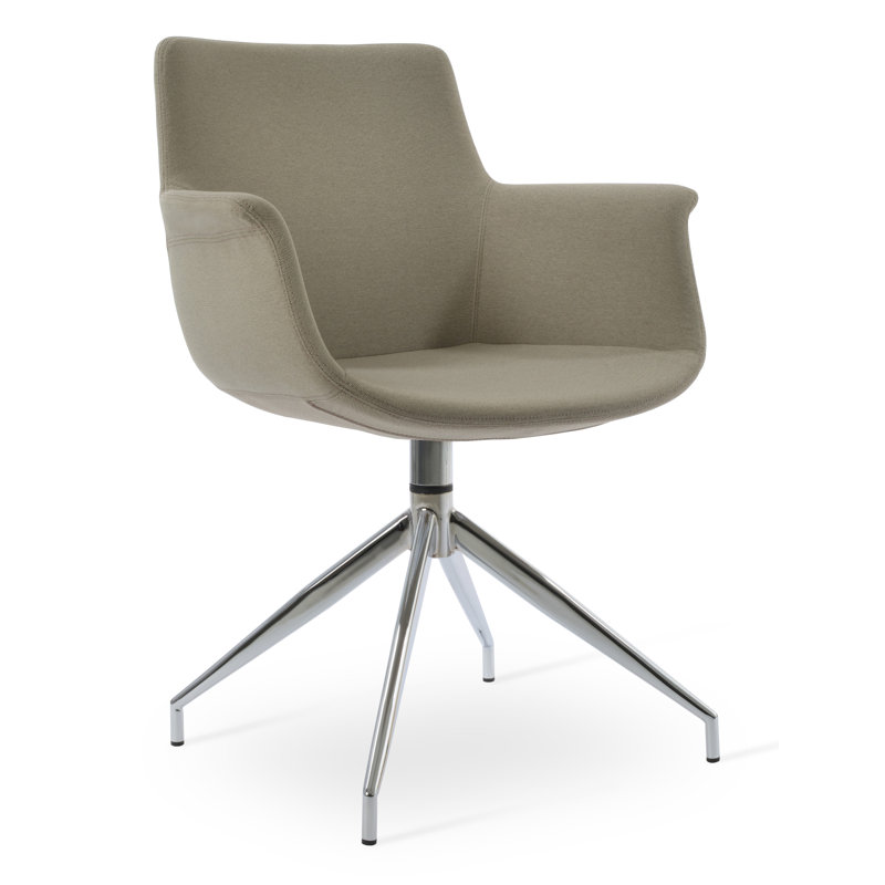 Fauteuil pivotant en laine Bottega Spider, Laine argentée