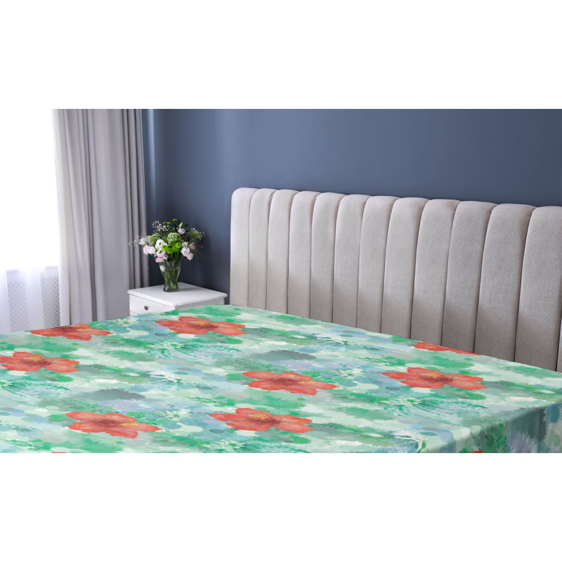 Drap-housse Ambesonne Tropical Aquarelle Botanique Hibiscus, California King Fitted Sheet