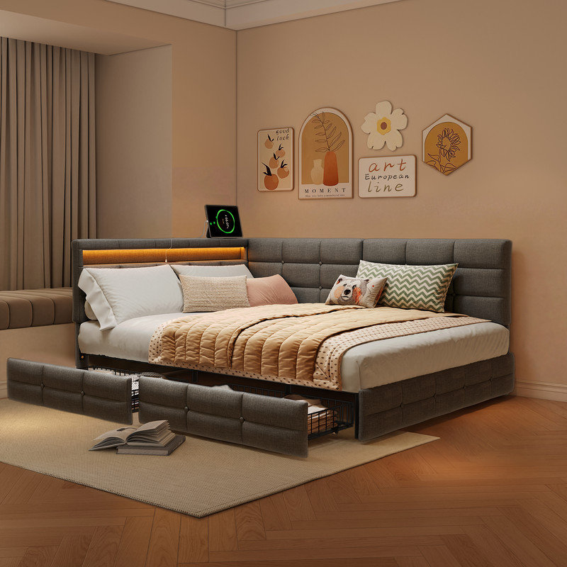Daybed, 140 x 190cm, Grey