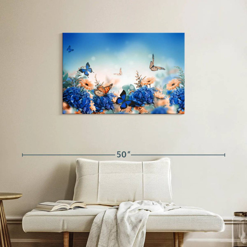 Jardin des papillons bleus, H 24 po x l 36 po
