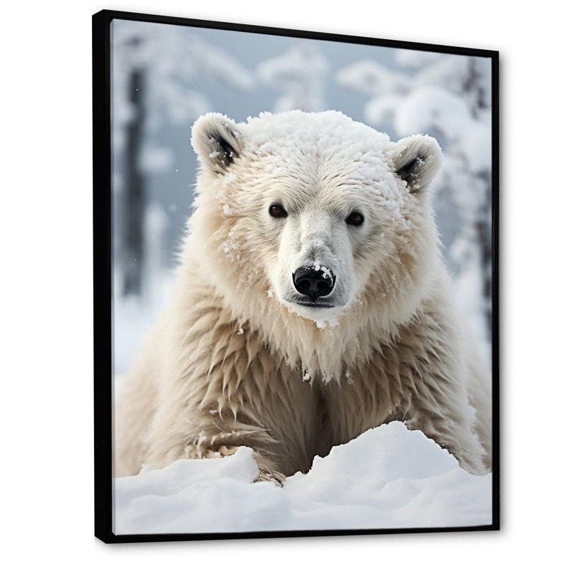 Beckah Alaska, rencontre polaire sur toile, H 32 po x l 24 po x P 1 po, Cadre flottant noir