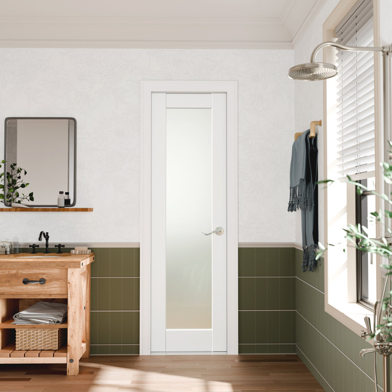 Porte intérieure moderne en verre givré - Intimité et contrôle de la lumière, idéale pour les salles de bain et les chambres à coucher, quincaillerie incluse
