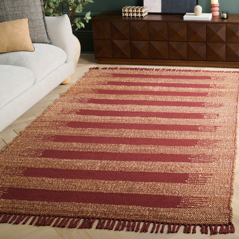 Natural Fiber 124 Hand Woven 70% Jute; 30% Cotton Abstract Rug, Rectangle 5' x 8'