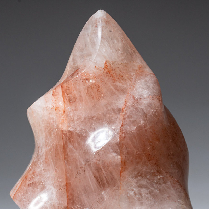 Genuine Polished Strawberry Quartz Flame Freeform (1.7 Lbs), Dark Orange/White, 5" H x 3.5" W x 2.5" D