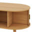 Table basse ovale cannelée de 42,5 po avec station de charge, table Mid-Century rétro avec porte tambour et pieds