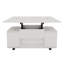 Modern White Lift Top Coffee Table With Storage Compartment and 3 Padded Storage Stools