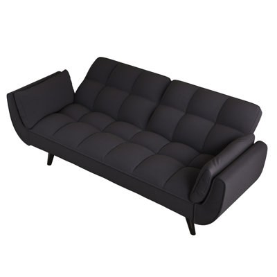 57" Black For Small Apartments - Soft , Convertible To Bed, Adjustable Postures, Easy Assembly Process, Velvet Upholstery, Sponge Filled, Stable Solid Wood Frame Bedroom Turns Into Angles, Setup +