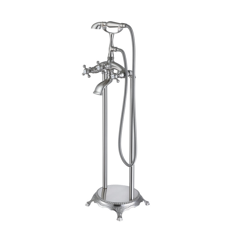Freestanding Tub Filler with Diverter, Brushed Nickel
