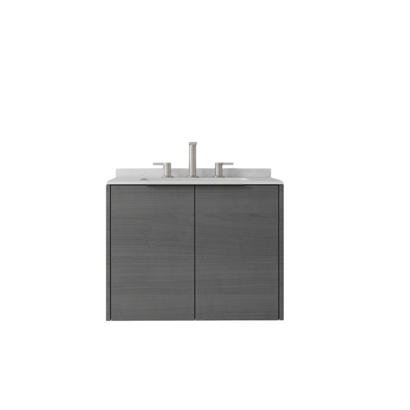 Meuble-lavabo flottant 24 po avec lavabo et porte à fermeture en douceur 24 po, Gris foncé, 24"