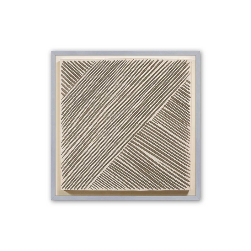 Illusion linéaire moderne I, Cadre simple en chrome poli poli, H 13,75 po x l 13,75 po