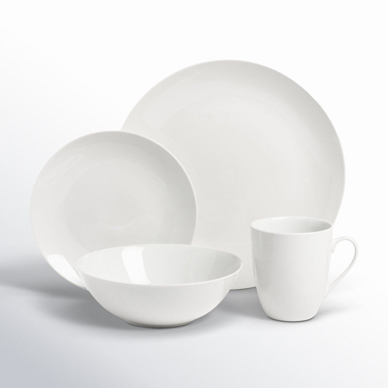 Tillman Ceramic Dinnerware - Set of 16, White