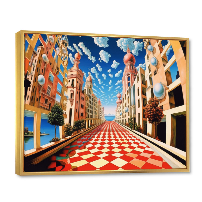 Futuristic City, reproduction d'art sur toile, H 30 po x l 40 po x P 1,5 po, Cadre flottant doré