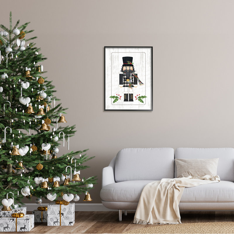 Christmas Christmas Holly, H 30 po x l 24 po, Giclée encadrée noir minuit