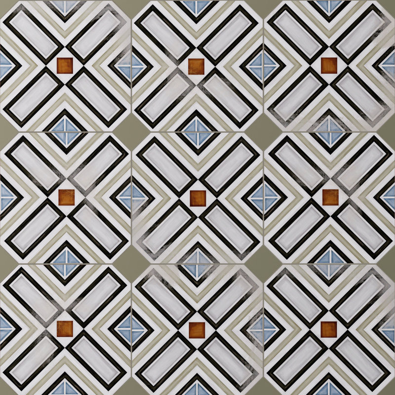 Décalcomanie octogonale vaudoise vaudoise avec tacos 7-7 / 8 po X 7-7 / 8 po Carreau de porcelaine pour plancher et mur
