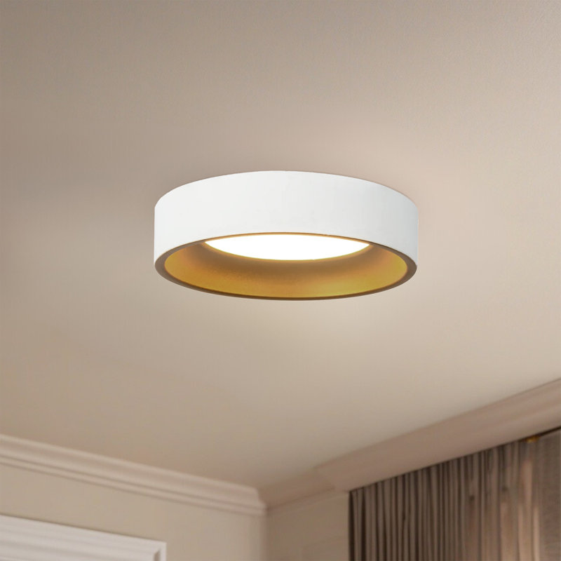 Nix 5-in Black dimmable LED Flush Mount, White/Gold