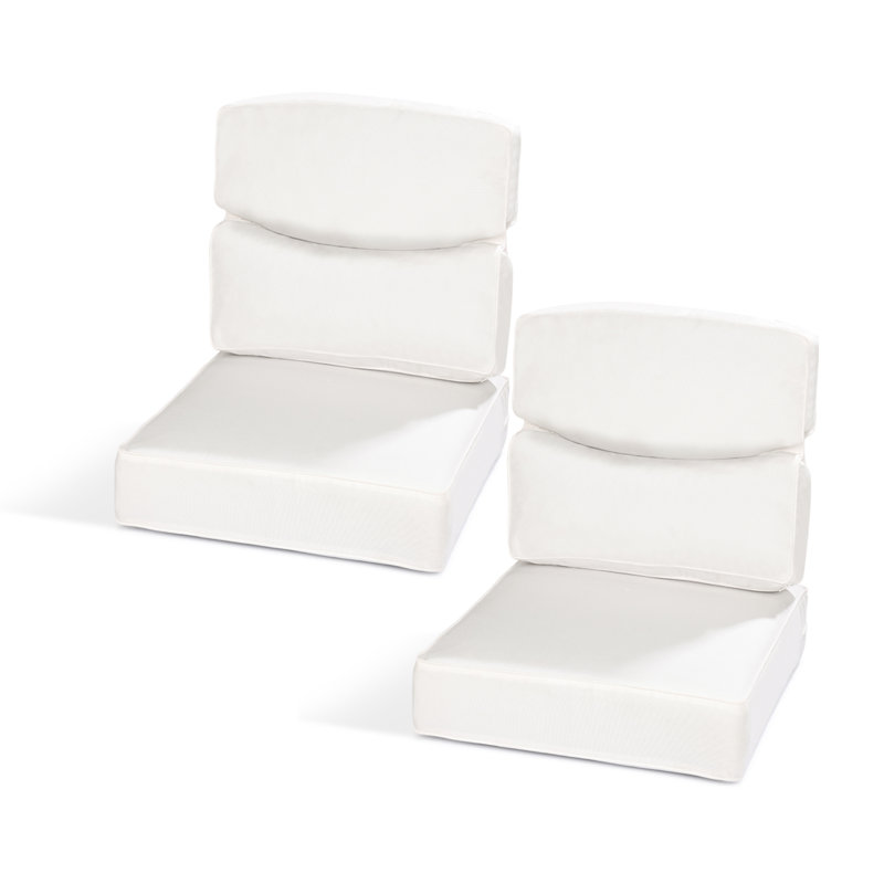  Smile Outdoor Chair Cushions Set, Sunbrella Fabric High Back and Deep Seating Outdoor Cushion, Set of 2, Canvas Natural