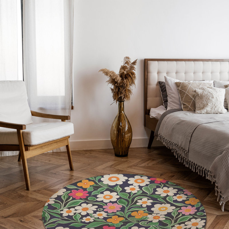 Tapis tressé fleur, Rond 5 pi