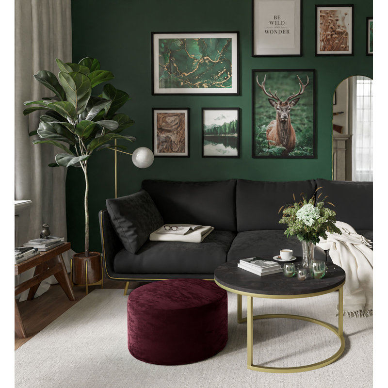 Aayliah Frame Coffee Table, Dark Concrete/Violet