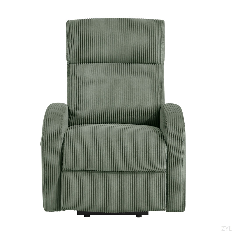Contemporary Power Lift Chair Recliner 1Pc Plush Corduroy Upholstery Comfort Side Pocket Plywood Living Room Furniture, Green