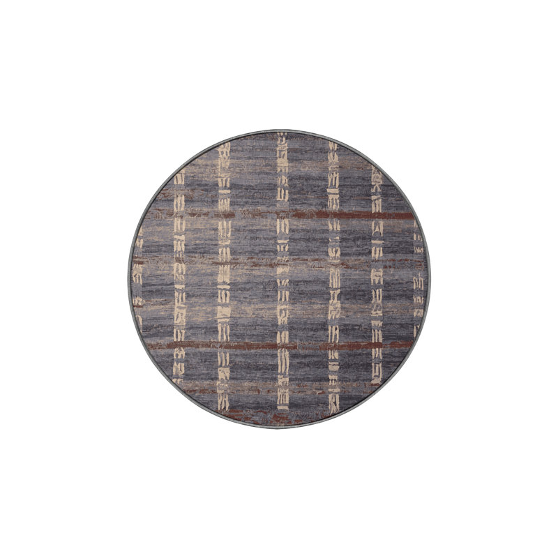 Tapis gris lavable à la machine, Rond 6 pi