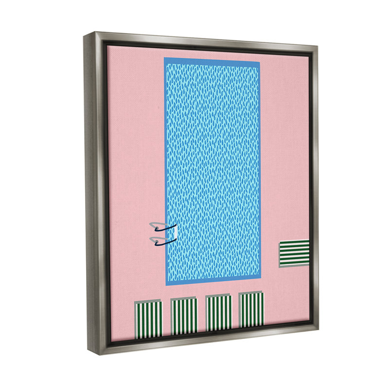 "Abstract Summer Pool" par Regina Moore sur toile, Cadre flottant gris lustré, H 21 po x l 17 po