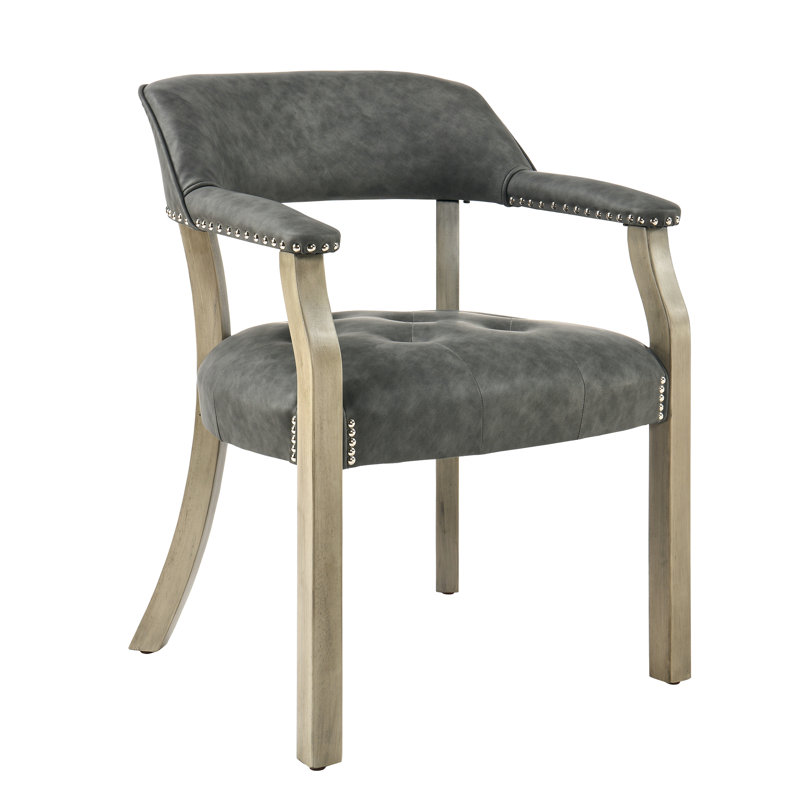 Tufted Solid Back Arm Chair, Gray, Dark Gray