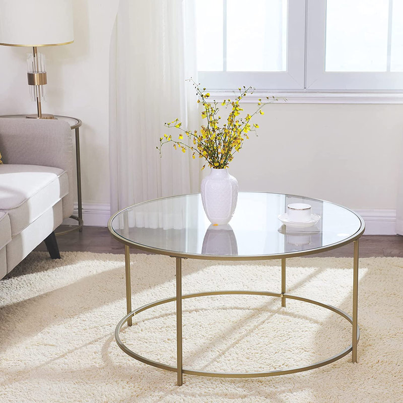 Adiline Frame Coffee Table, Gold, Clear