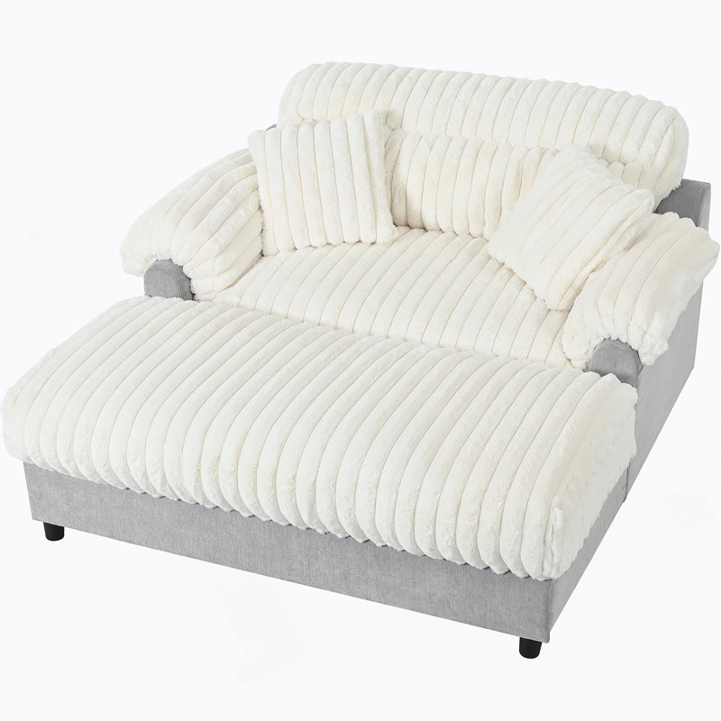 Canapé-lit moderne avec méridienne 65,25 po Cloud, Beige