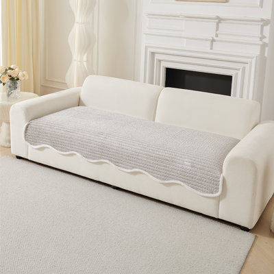 Housse spéciale avec bordure élégante en fausse fourrure - Lavable, Housse antidérapante pour canapé et meuble pour animaux de compagnie