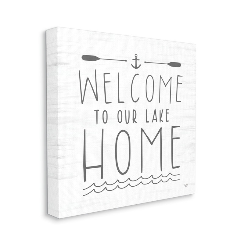 "Stupell Industries Lake House Welcome", art mural sur toile par Lux + Me Designs, H 17 po x l 17 po x P 1,5 po