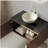 ARAI 36" Bathroom Vanity & Sink, Floating Plywood Bathroom Storage Cabinet with Double Doors, Black Sintered Stone Countertop & White Bowl Ceramic Basin with Stone Pattern, Brown Oak Woodgrain Color