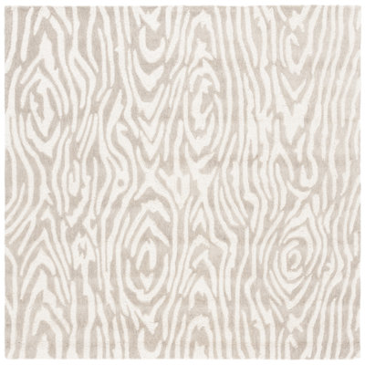 Tapis gris / ivoire / beige en laine / coton touffeté à la main Kristal