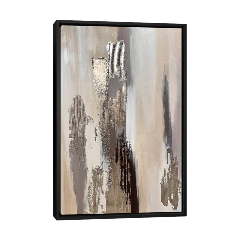 Cappuccino café clair beige clair - reproduction d'art murale - toile encadrée, Framed Canvas, 60 po x 40 po, Black