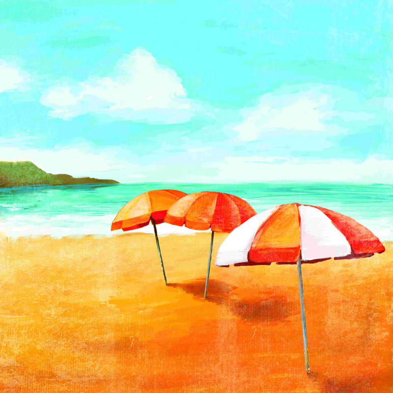 Bright Beach - peinture sur toile tendue, H 12 po x l 12 po