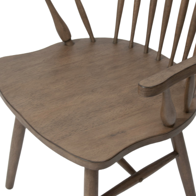 Hughes 24" Wide Windsor Solid Wood Dining Chairs With Armrests