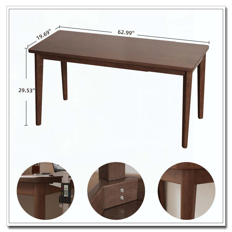 Bureau moderne en bois massif, 63 x 19.7 Inch