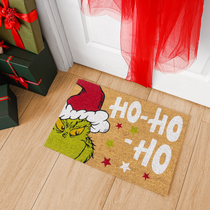 Ensemble de 2 tapis sous-main en fibre de coco Disney Grinch «Ho Ho Ho» et Grinch Smile