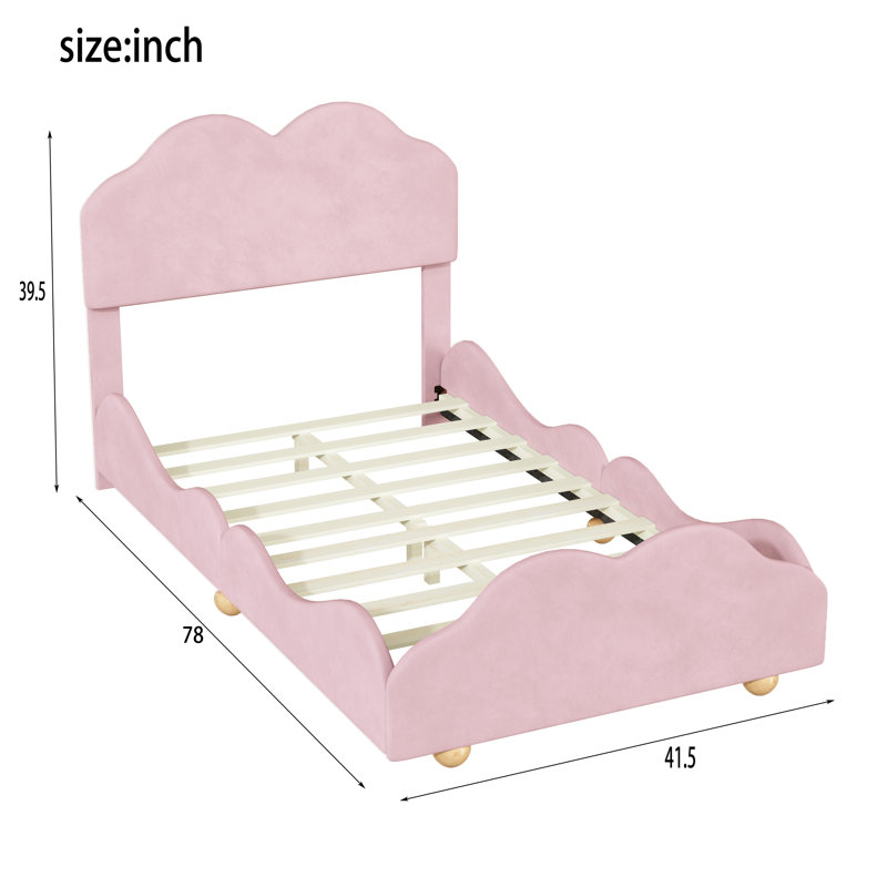 Lit plateforme 39,5 po Naylani, Lit simple, Rose clair
