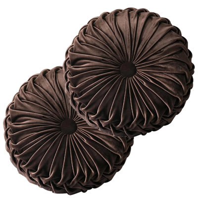 Coussin décoratif en velours rond 15 po (ensemble de 2)
