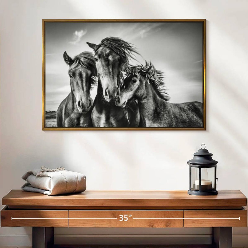 Chevaux Lemvig, Cadre flottant doré, 25 po x 17 po